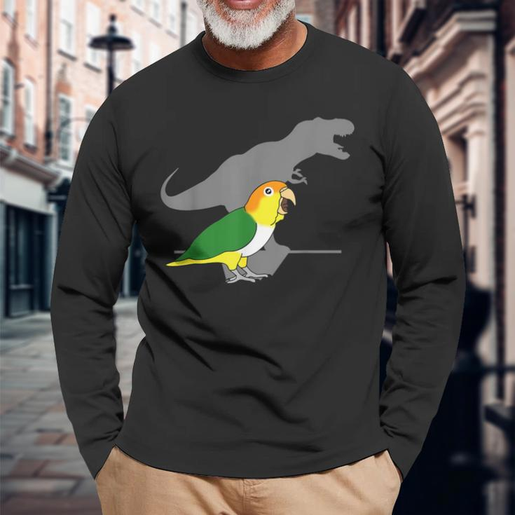 White Bellied Caique T-Rex Birb Memes Dinosaur Parrot Long Sleeve T-Shirt Gifts for Old Men