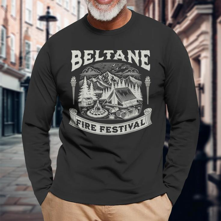 Wiccan Beltane Camping Outdoor Festival Wheel Of The Year Long Sleeve T-Shirt Gifts for Old Men