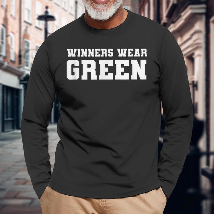 Winners Wear Green Team Spirit Game Competition Color War Long Sleeve T-Shirt Gifts for Old Men