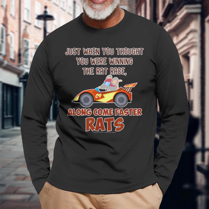 Winning The Rat Race Along Come Faster Rats Animal Long Sleeve T-Shirt Gifts for Old Men