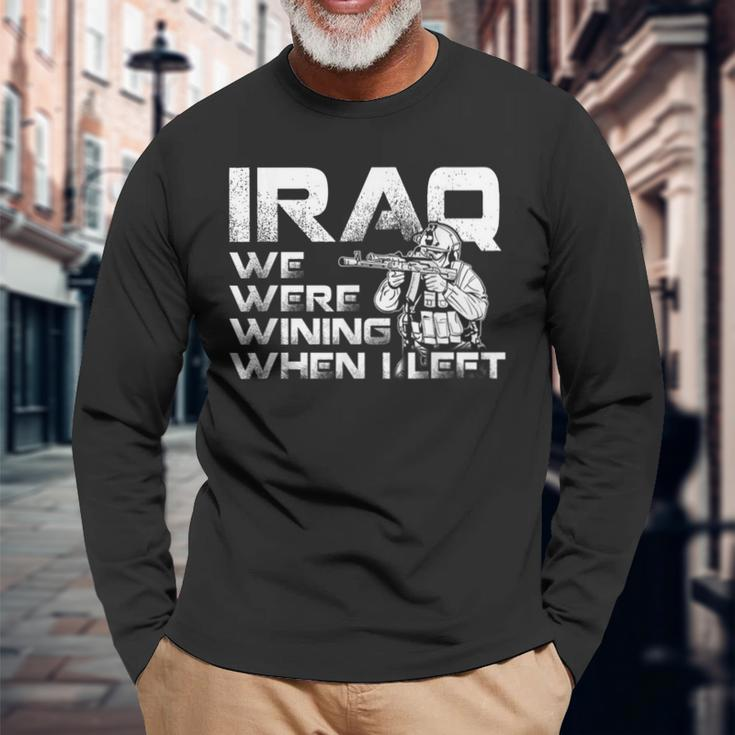 We Were Winning When I Left Iraq Veteran Soldier Vet Day Long Sleeve T-Shirt Gifts for Old Men
