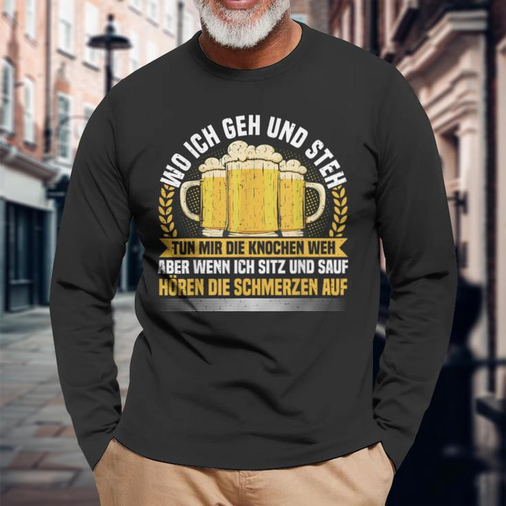 Wo Ich Geh & Steh Bierliebhaber & Biertrinker Langarmshirts Geschenke für alte Männer