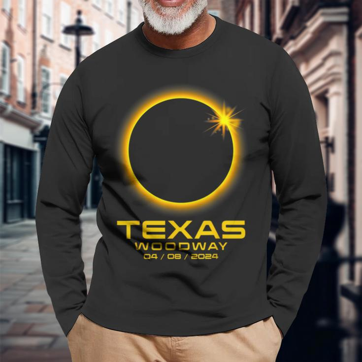 Woodway Texas Tx Total Solar Eclipse 2024 Long Sleeve T-Shirt Gifts for Old Men