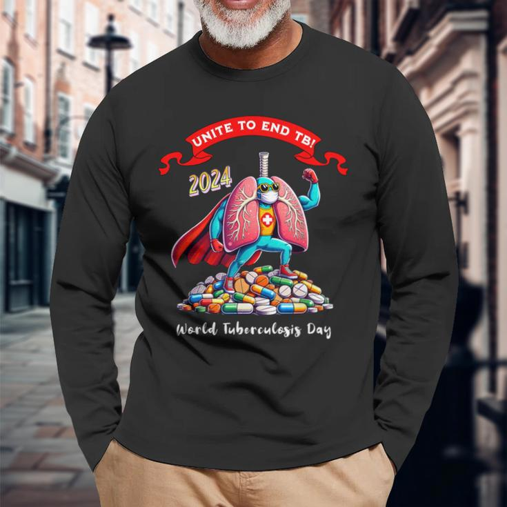 World Tuberculosis Day 2024 Healthcare Professionals Long Sleeve T-Shirt Gifts for Old Men