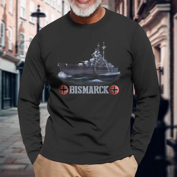 World War 2 German Navy Bismarck Battleship Long Sleeve T-Shirt Gifts for Old Men