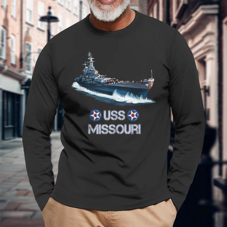 World War 2 United States Navy Uss Missouri Battleship Long Sleeve T-Shirt Gifts for Old Men