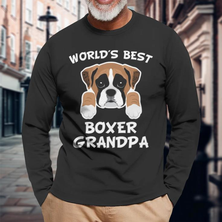 World's Best Boxer Grandpa Dog Granddog Long Sleeve T-Shirt Gifts for Old Men