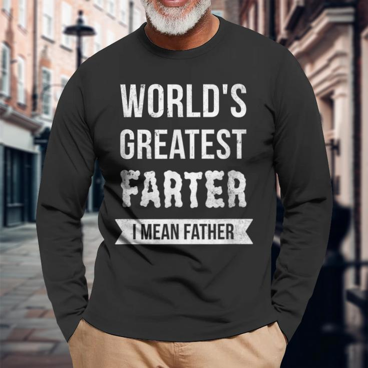 World's Greatest Farter I Mean Father Dad Vintage Look Long Sleeve T-Shirt Gifts for Old Men