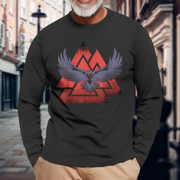 Wotansknoten Odin Ravens Valknut Valhalla Odinskind Wodan Langarmshirts Geschenke für alte Männer