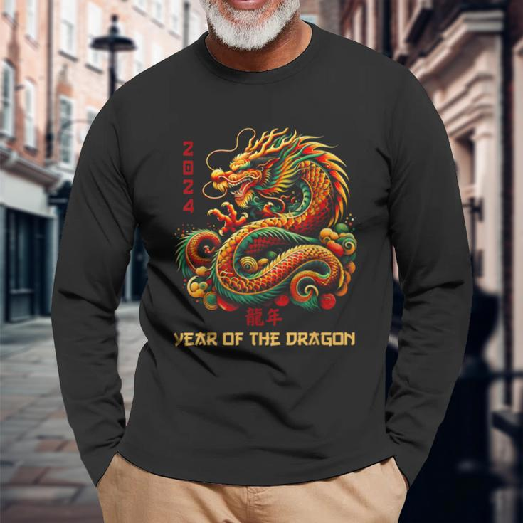 Year Of The Dragon 2024 Zodiac Chinese New Year 2024 Long Sleeve T-Shirt Gifts for Old Men