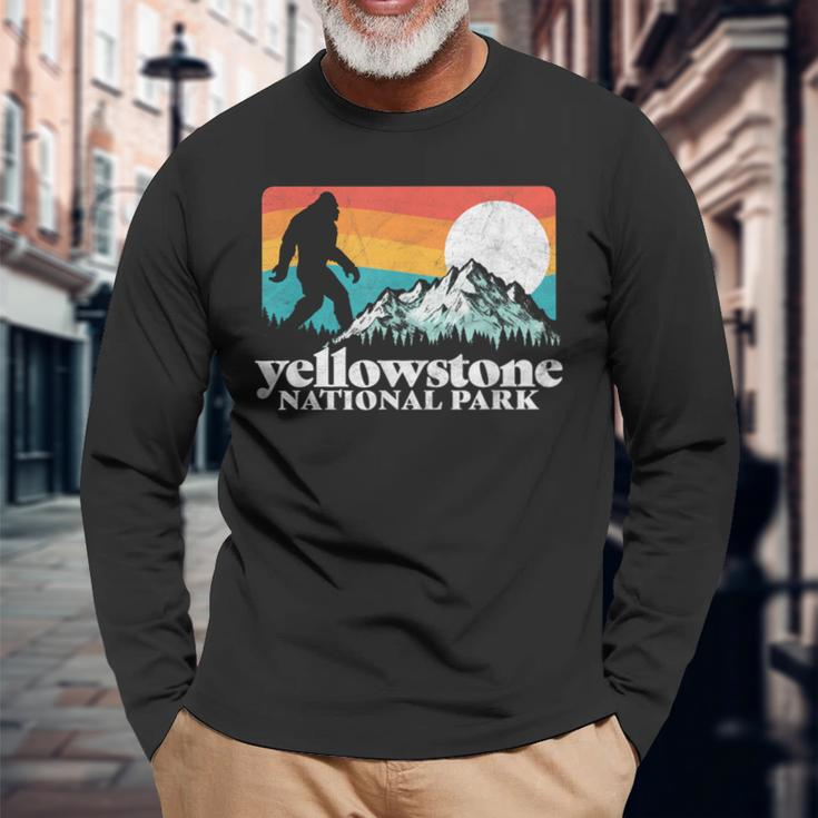 Yellowstone National Park Bigfoot Mountains Long Sleeve T-Shirt Gifts for Old Men