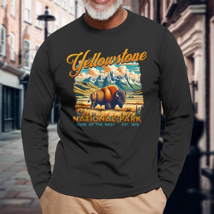 Yellowstone National Park Home Of The West Est 1872 Long Sleeve T-Shirt Gifts for Old Men