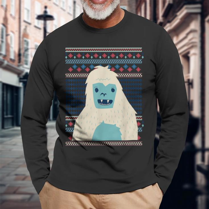 Yeti Monster Bigfoot Sasquatch Snow-Beast Ugly Christmas Fun Long Sleeve T-Shirt Gifts for Old Men