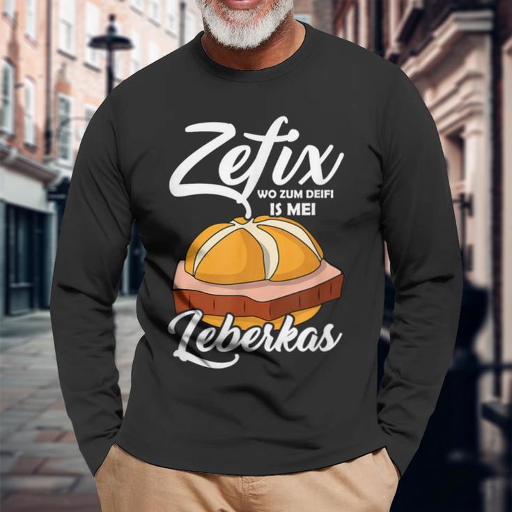 Zefix Wo Zum Deifi Is Mei Liberkas Semmel Libercheese Langarmshirts Geschenke für alte Männer