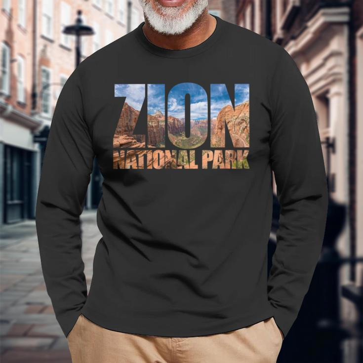Zion National Park Near Las Vegas Utah Usa Canyon Nature Long Sleeve T-Shirt Gifts for Old Men