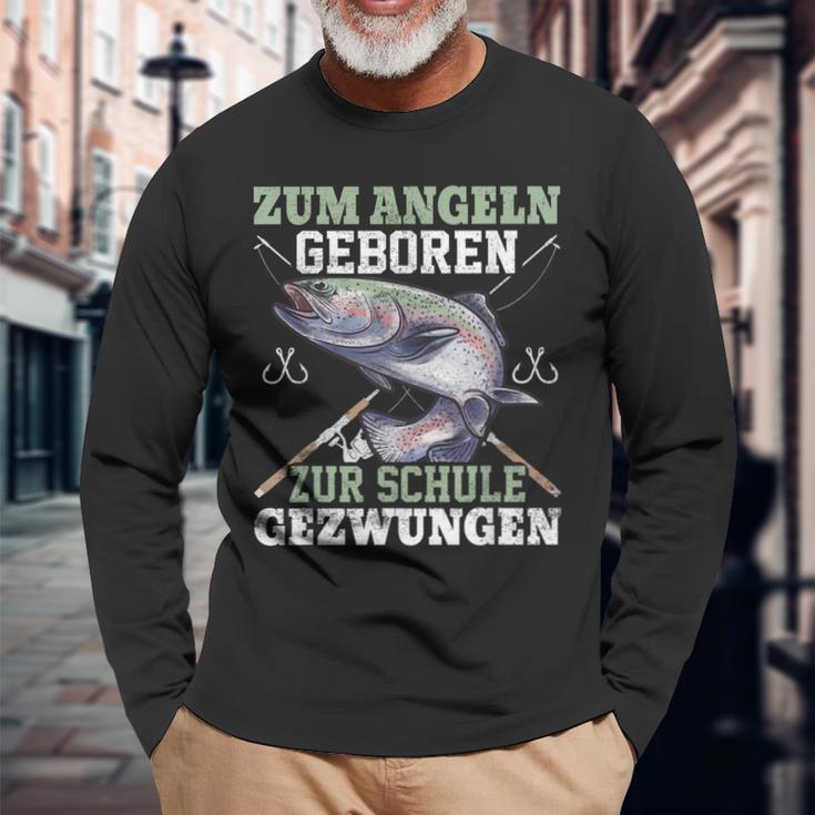 Zum Angeln Geboren Zur Schule Zwzwungen Trout Angler Langarmshirts Geschenke für alte Männer