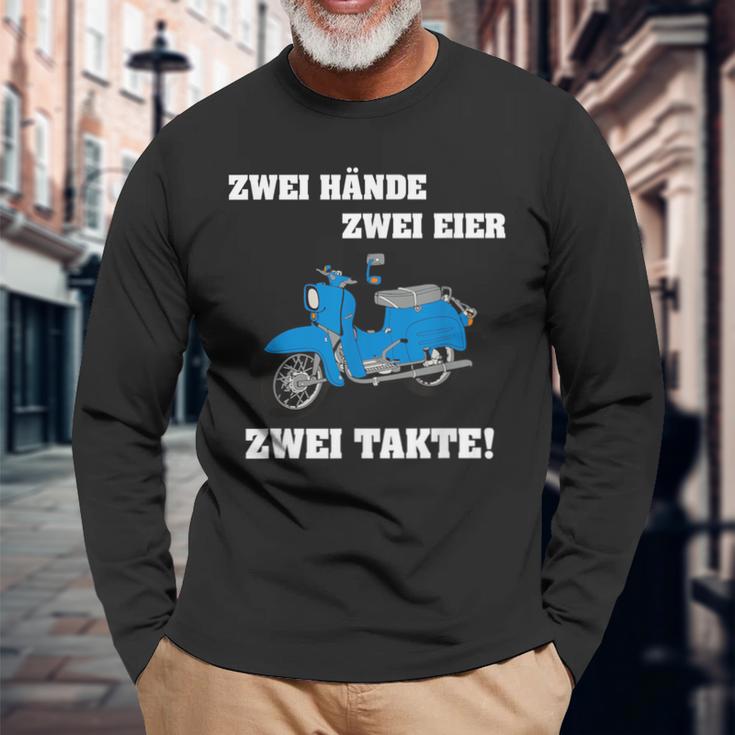 Zwei Hände Zwei Eier Zwei Takte Simsonfahrer Schwalbe Langarmshirts Geschenke für alte Männer