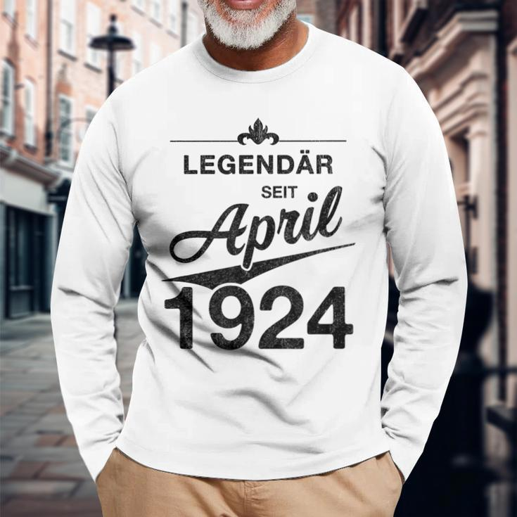 100 Geburtstag 100 Jahre Alt Legendär Seit April 1924 Langarmshirts Geschenke für alte Männer