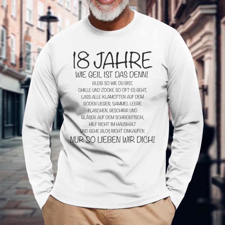 18 Jahre Wie Geil Ist Das Denn Junge 18 Geburtstag Langarmshirts Geschenke für alte Männer