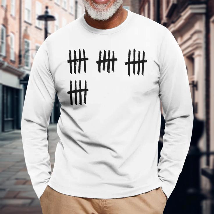 20Th Birthday Outfit 20 Years Old Tally Marks Anniversary Long Sleeve T-Shirt Gifts for Old Men