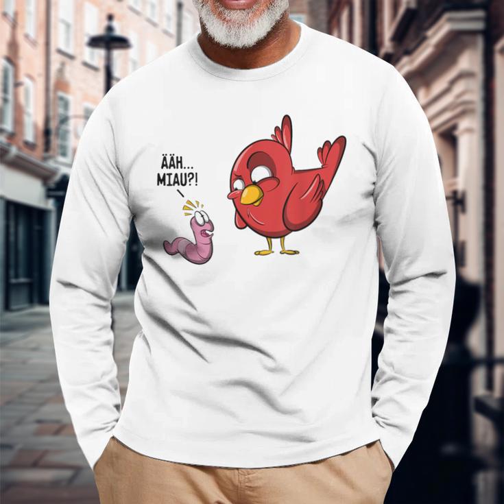 Äh Miau Bird And Wurm Fun Witz Gray S Langarmshirts Geschenke für alte Männer