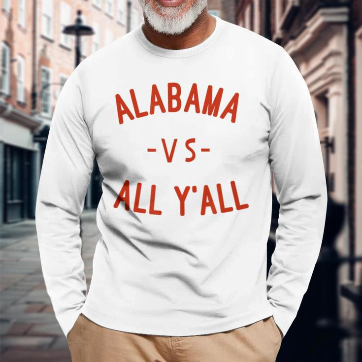 Alabama Vs All Yall With Crimson LettersLong Sleeve T-Shirt Gifts for Old Men