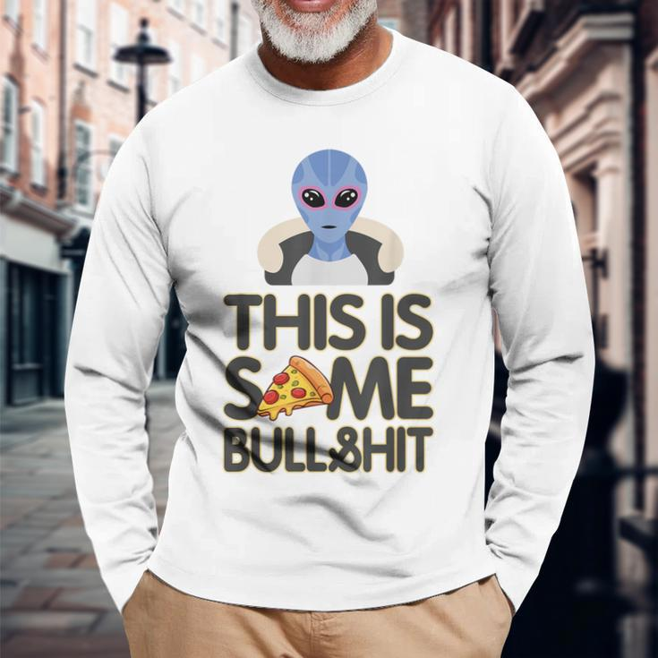 Alien Who Likes Pizza Ufo Alien Colorado Fun Long Sleeve T-Shirt Gifts for Old Men