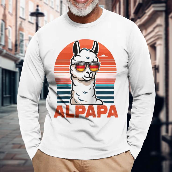 Alpapaatertag Bester Papa Alpaka Retro Alpapa Raglan Langarmshirts Geschenke für alte Männer