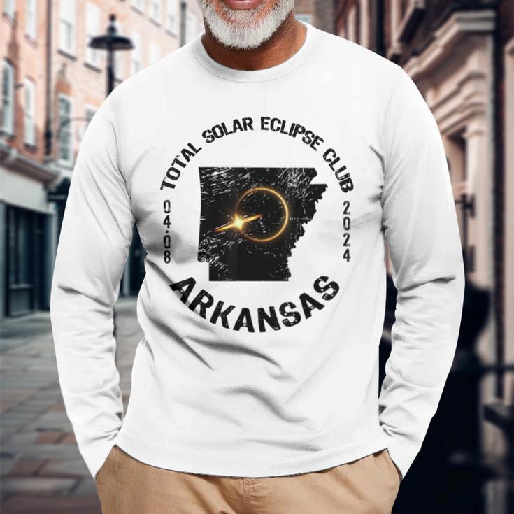 American Total Solar Eclipse Arkansas Retro State Outline Long Sleeve T(02)