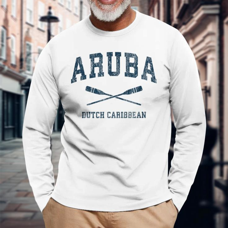 Aruba Vintage Nautical Paddles Sports Oars Long Sleeve T-Shirt Gifts for Old Men