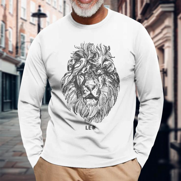 August Birthday Leo Lion Pride Graphic Zodiac Long Sleeve T-Shirt Gifts for Old Men
