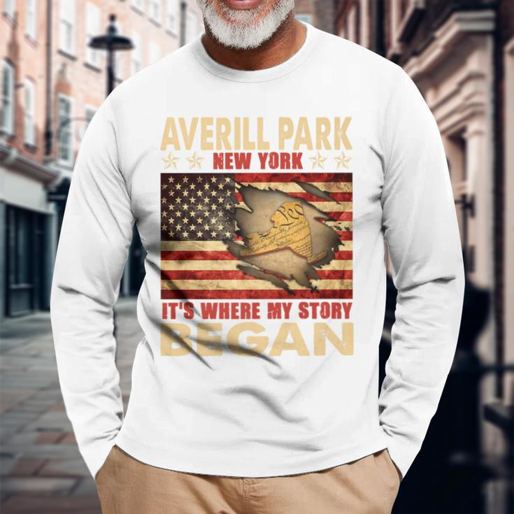 Averill Park New York Usa Flag Independence Day Long Sleeve T-Shirt Gifts for Old Men
