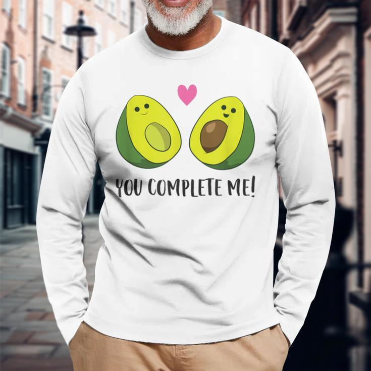 Avocado You Complete Me Vegan Partner Look Avocado Langarmshirts Geschenke für alte Männer