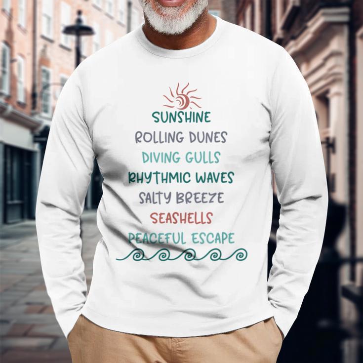 Beach Sights And Sounds Of Coastal Living Long Sleeve T-Shirt Gifts for Old Men