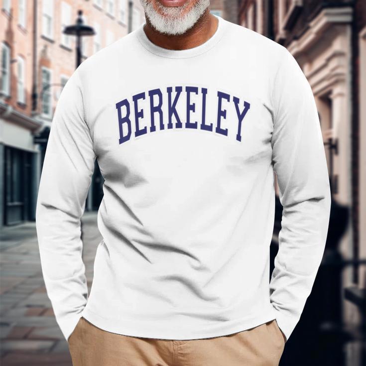 Berkeley California Ca Varsity Style Navy Blue Text Long Sleeve T-Shirt Gifts for Old Men