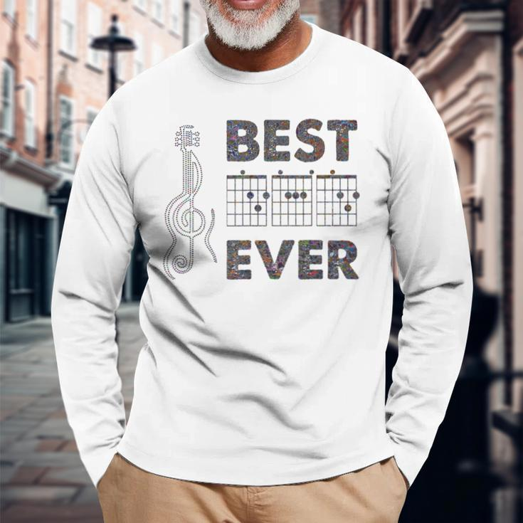 Best Dad Ever Electric Guitar Chords Fathers Day Long Sleeve T-Shirt Gifts for Old Men