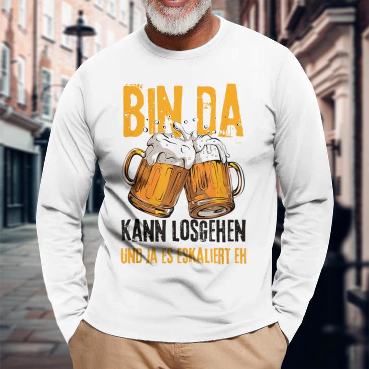 Bin Da Kann Losgehen Und Ja Es Eskaliert Eh Gray Langarmshirts Geschenke für alte Männer