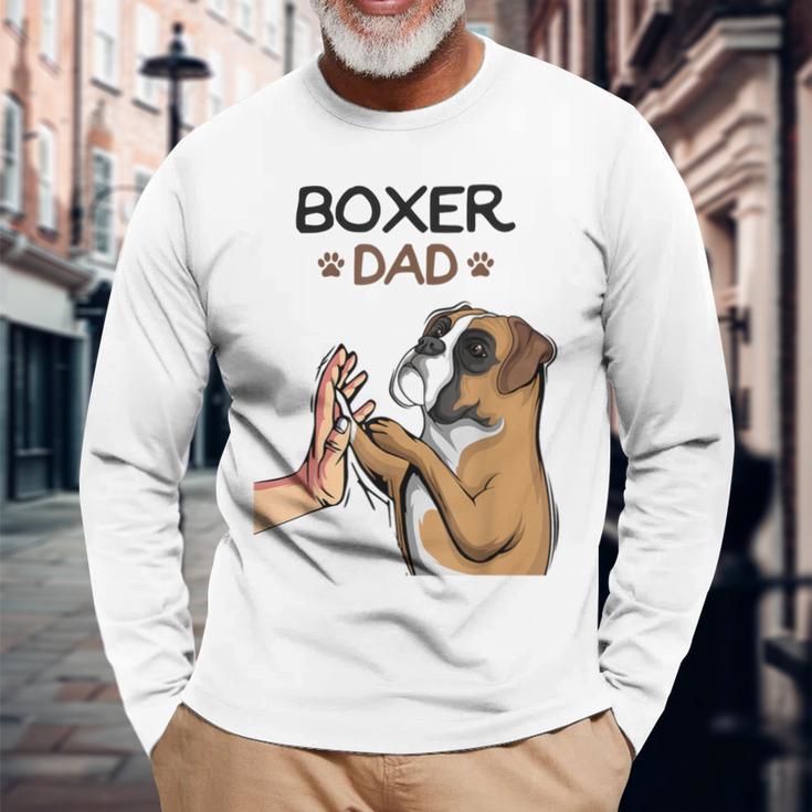 Boxer Dog Papa Langarmshirts Geschenke für alte Männer