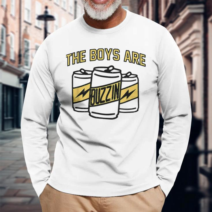 The Boys Are Buzzin Vintage Drinking Beer For Dad Long Sleeve T-Shirt Gifts for Old Men