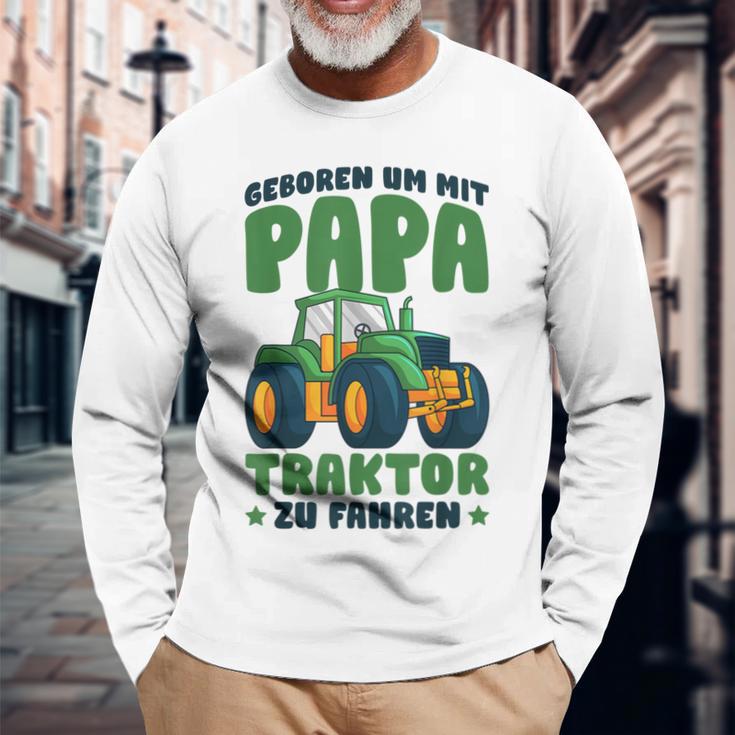 Boy's Geboren Um Mit Papa Trktor Zu Fahren Born To Go With Langarmshirts Geschenke für alte Männer