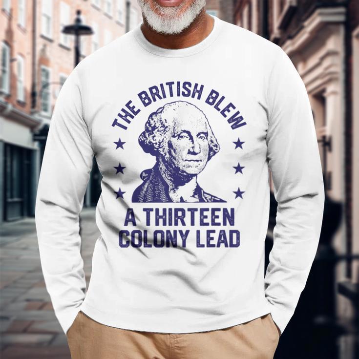 The British Blew A 13 Colony Lead Retro Us George Washington Long Sleeve T-Shirt Gifts for Old Men