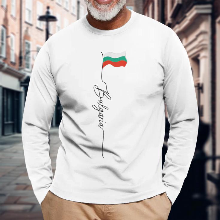 Bulgaria Bulgarian Flag Pole Bulgaria Patriotic Vintage Long Sleeve T-Shirt Gifts for Old Men