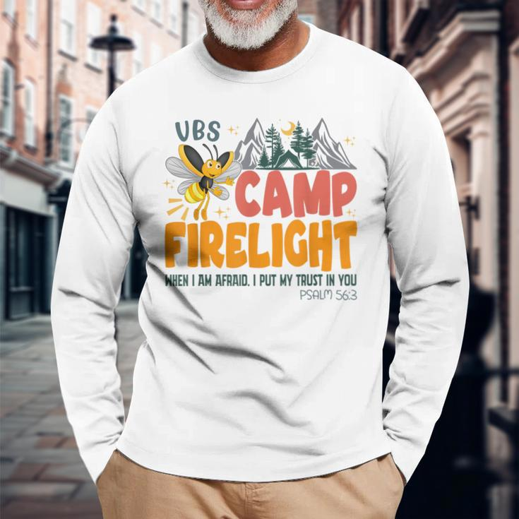 Camp Firelight Vacation Bible School Vbs 2024 Summer Camp Long Sleeve T-Shirt Gifts for Old Men