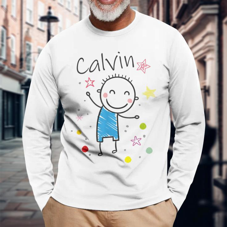 Cartoon Charakter Langarmshirts für Kinder, Calvin Design mit Sternen & Glitzer Geschenke für alte Männer