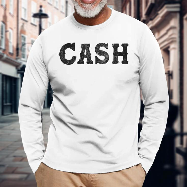 Cash Country Music Lovers Outlaw Vintage Retro Distressed Long Sleeve T-Shirt Gifts for Old Men