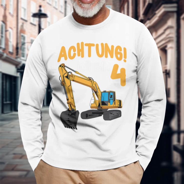 Children's Digger Birthday 'Ich Bin 4 Jahre Bausite' Langarmshirts Geschenke für alte Männer