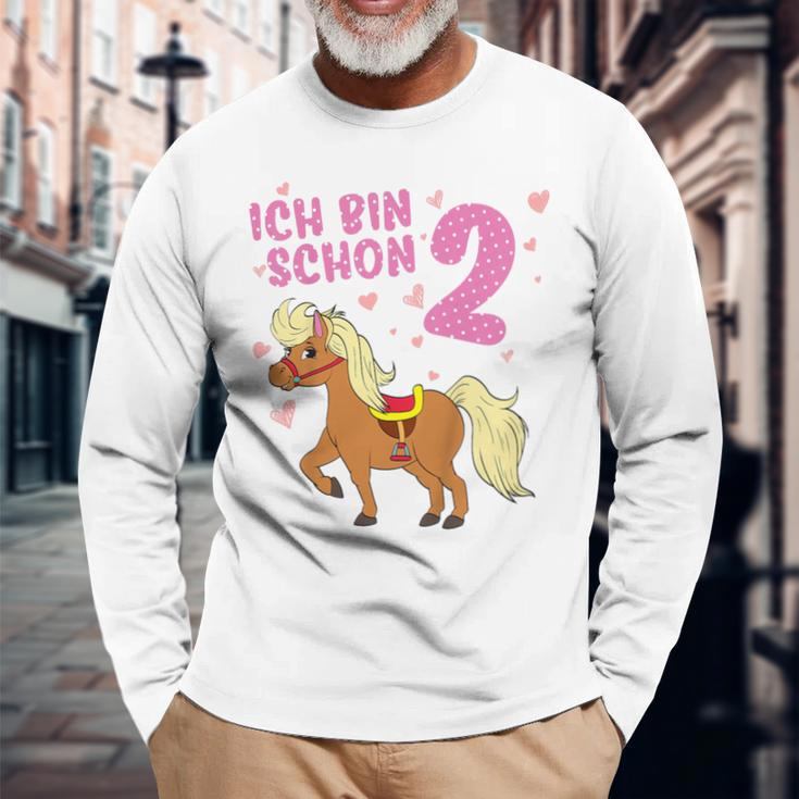 Children's Ich Bin Schon 2 Pferd Zwei Jahre Pony 2 Geburtstag Langarmshirts Geschenke für alte Männer