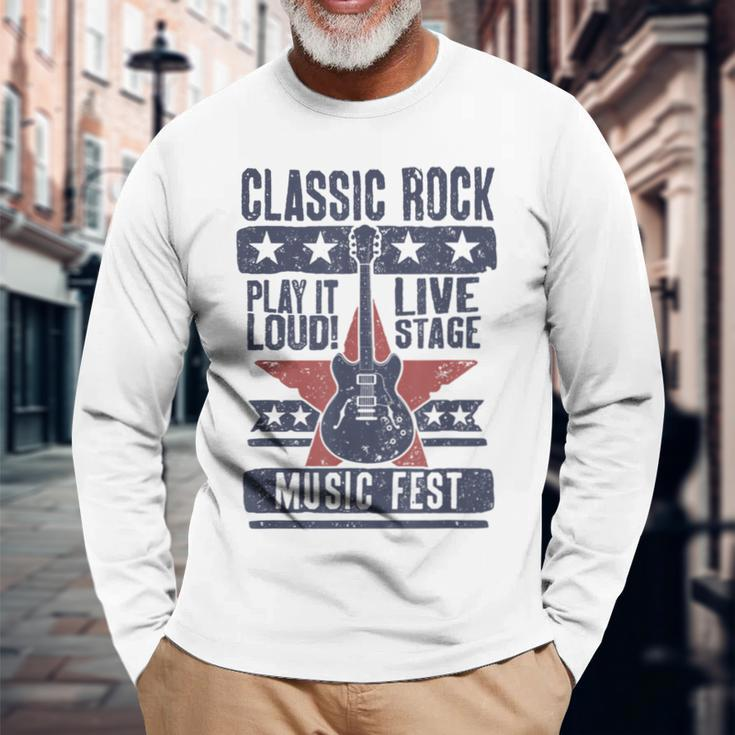 Classic Rock Music Fest Play It Loud Long Sleeve T-Shirt Gifts for Old Men