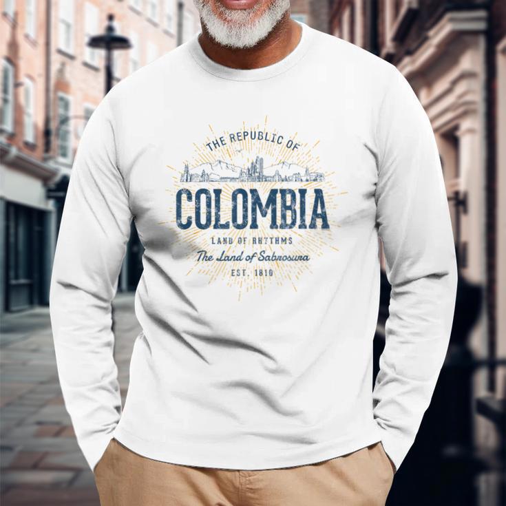 Colombia Retro Style Vintage Colombia Langarmshirts Geschenke für alte Männer