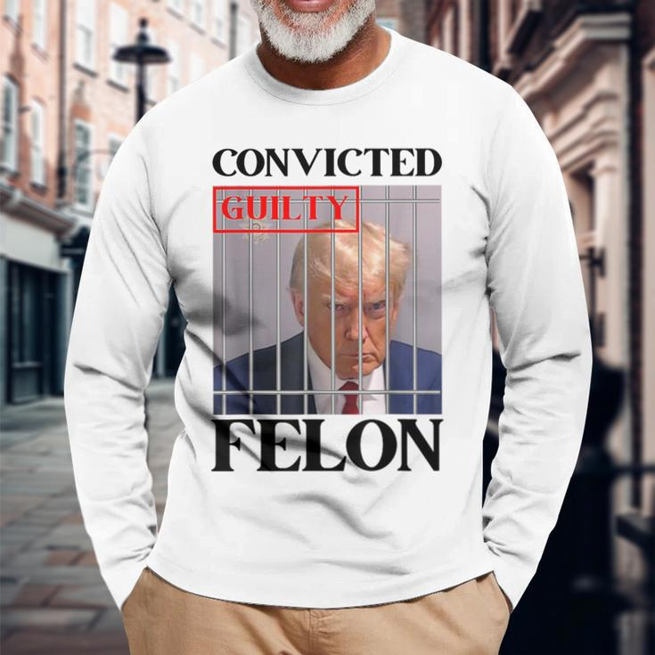 Convicted Felon Donald Trump Guilty Lock Him Up Trump Prison Long Sleeve T-Shirt Gifts for Old Men